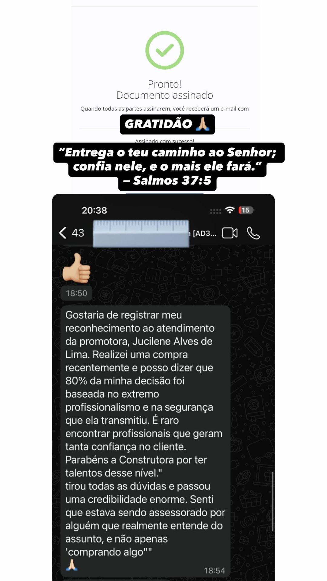 Depoimento sobre a promotora Jucilene Alves de Lima 🙏